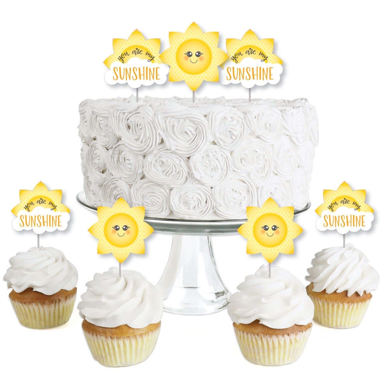 Big Dot of Happiness You Are My Sunshine - Dessert Cupcake Toppers - Baby Shower or Birthday Party Clear Treat Picks - Set of 24